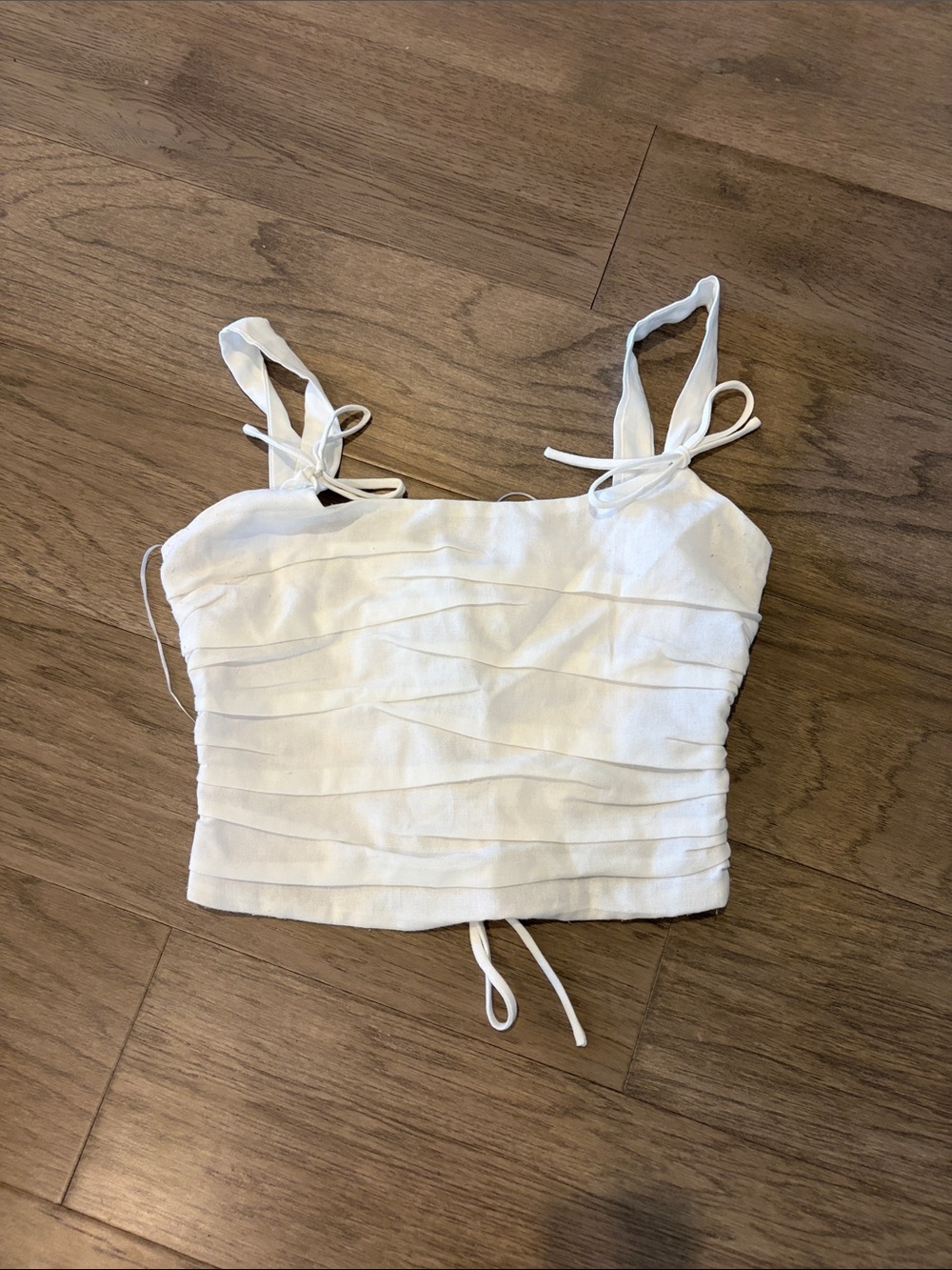 White Ruffle Tie-Shoulder Camisole